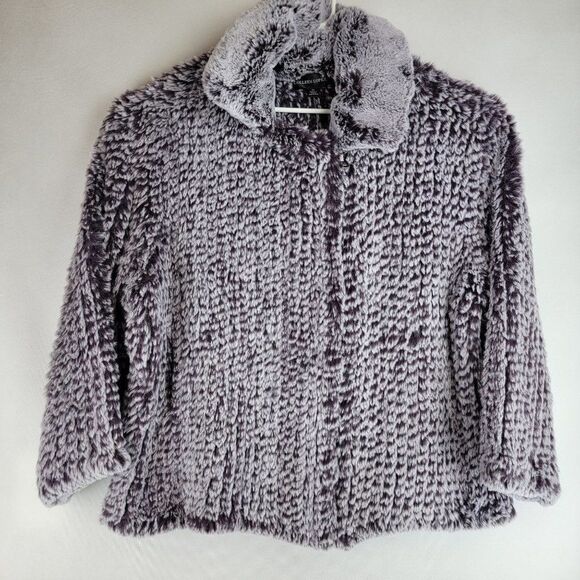 Colleen Lopez Womens Size 2X Purple Faux Fur Full Zip Warm Fuzzy Jacket - Picture 1 of 8